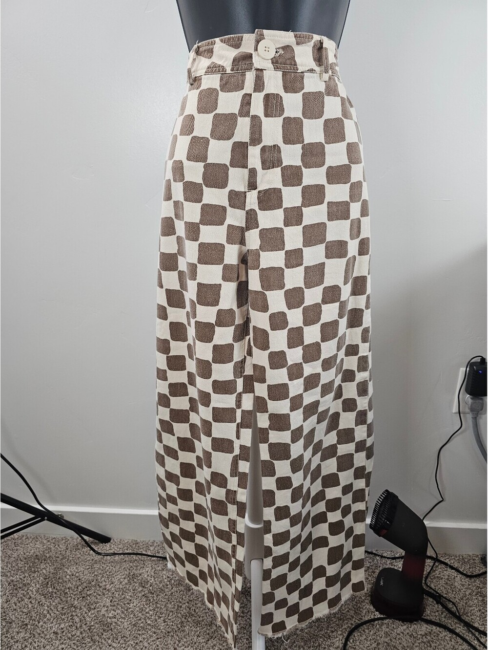 Miss LoveHigh-Waisted Wide Leg with Brown and Cream